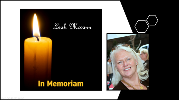 In Memoriam with photo of woman long blond hair black and white background